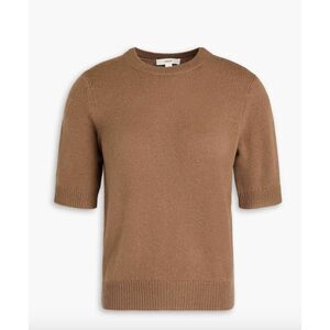 VINCE Short Sleeve Wool & Cashmere Sweater in Classic Brown Size XL